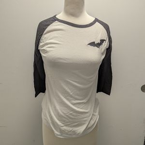 White and black bat baseball tee